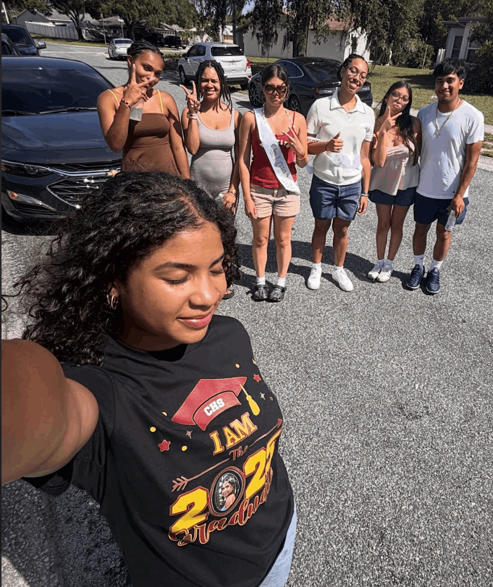 Shyan Cleveland with friends hanging out